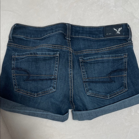 American Eagle Outfitters Indigo Blue Cuffed Denim Shorts - Picture 3 of 4